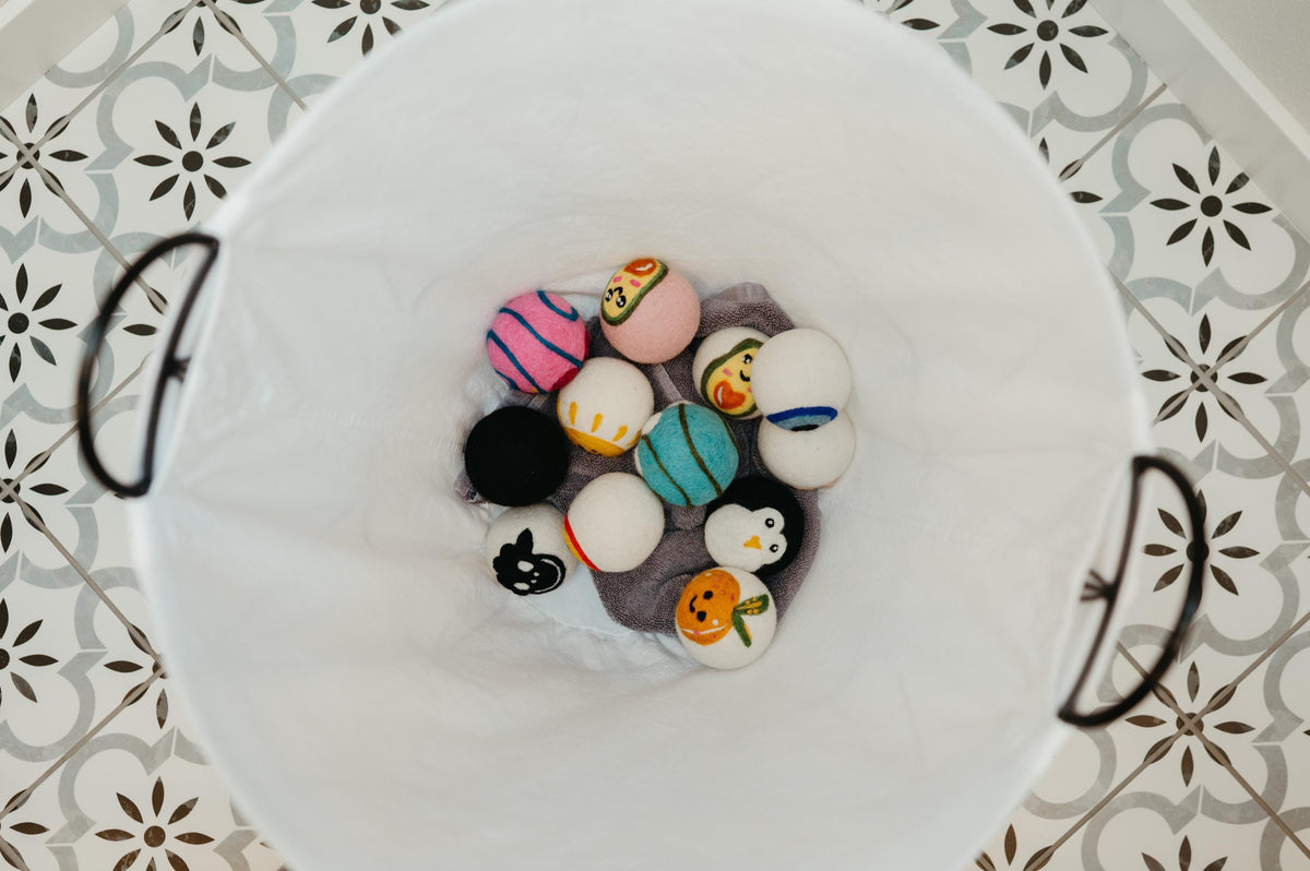 Organic Wool Dryer Balls--Buzz the Bumble Bee